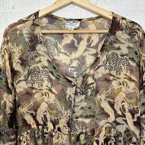 90's GAIL GARNER All that Glitters Sheer Maxi Baby Doll Dress Mermaid Rayon M